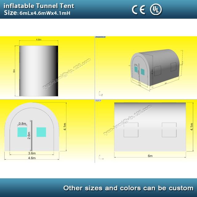 6x4m Inflatable Tent W/blower and Transparent window. - Black Cock Survival