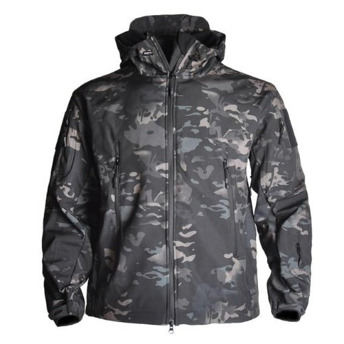 Shark Skin Soft Shell Waterproof Windbreaker Tactical Jacket - Black Cock Survival