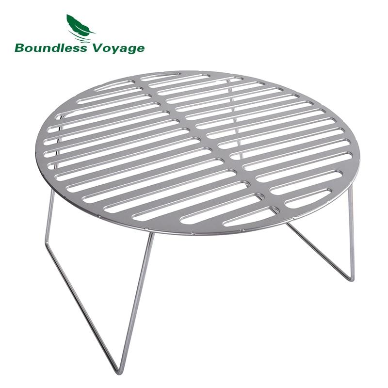 Boundless Voyage Folding Campfire Grill Titanium Round BBQ Grill Net with Legs Carrying Bag Outdoor Charcoal Gridiron Ti15161B - Black Cock Survival