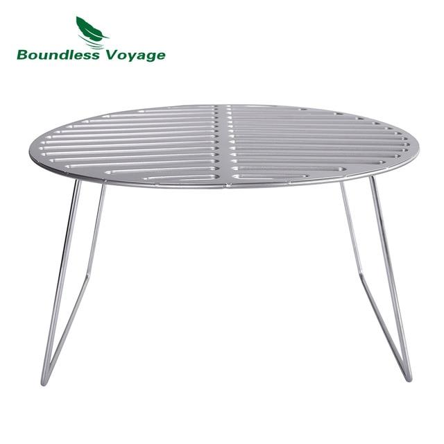 Boundless Voyage Folding Campfire Grill Titanium Round BBQ Grill Net with Legs Carrying Bag Outdoor Charcoal Gridiron Ti15161B - Black Cock Survival