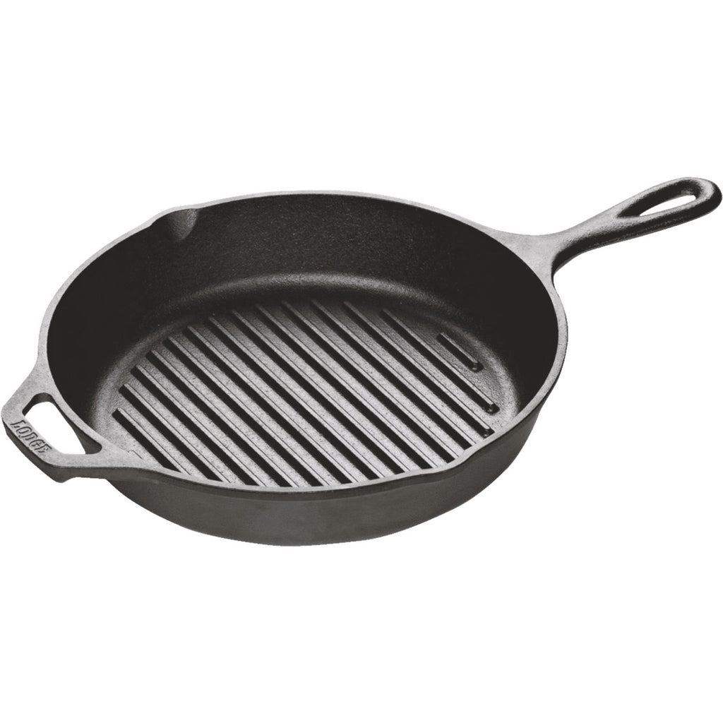 Lodge L8GP3 10.25 Inch Round Cast Iron Grill Pan - Black Cock Survival