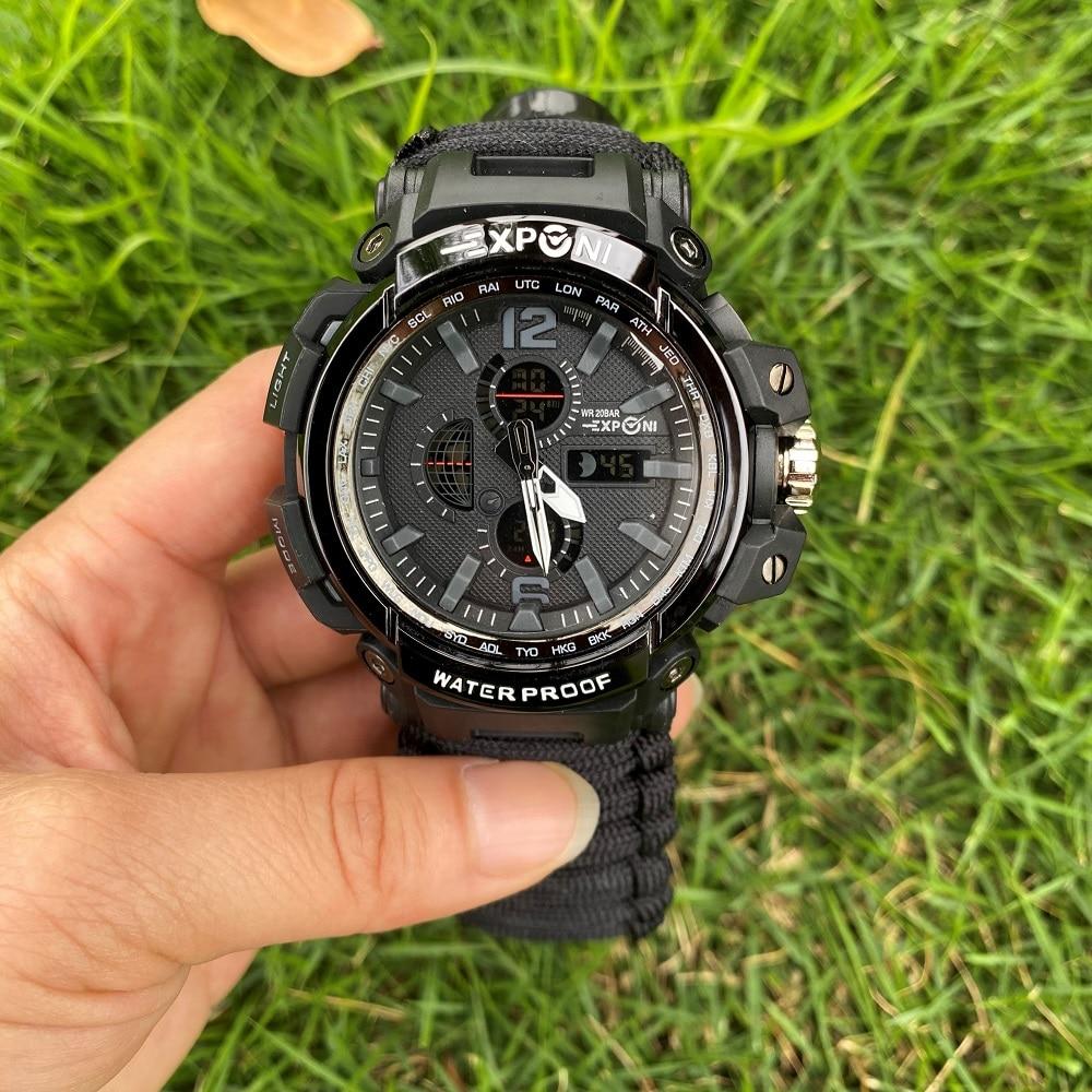 Outdoor Survival watch w/ Florescent Face - Black Cock Survival