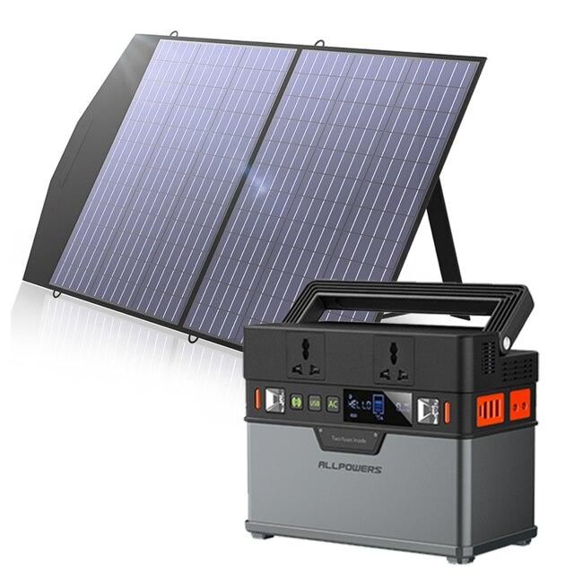 220V/110V Portable Power Station / Solar Generator Emergency Backup Power With 18V 100W Foldable Solar Panel - Black Cock Survival