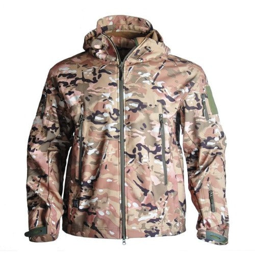 Shark Skin Soft Shell Waterproof Windbreaker Tactical Jacket - Black Cock Survival