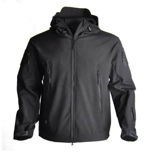Shark Skin Soft Shell Waterproof Windbreaker Tactical Jacket - Black Cock Survival