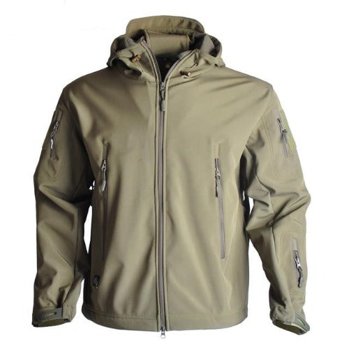 Shark Skin Soft Shell Waterproof Windbreaker Tactical Jacket - Black Cock Survival