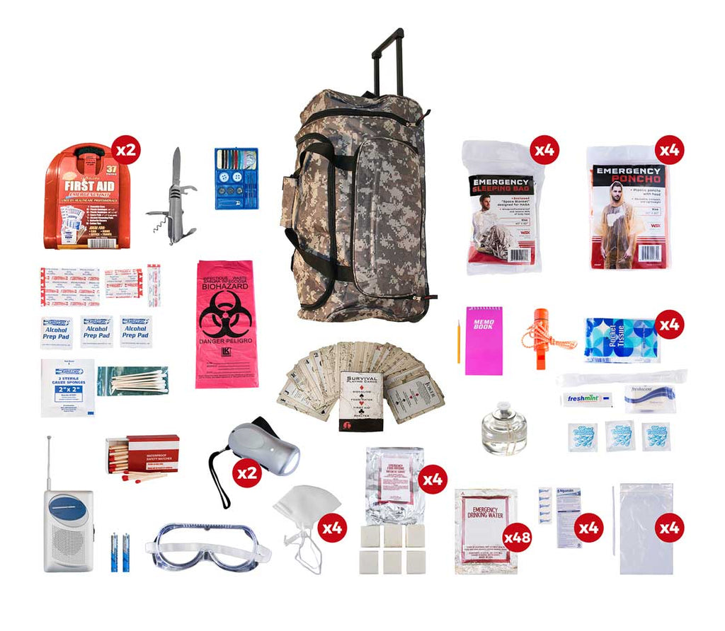 4 Person Deluxe Survival Kit (72+ Hours) - Black Cock Survival