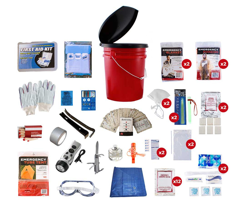 2 Person Bucket Survival Kit (72+ Hours) - Black Cock Survival