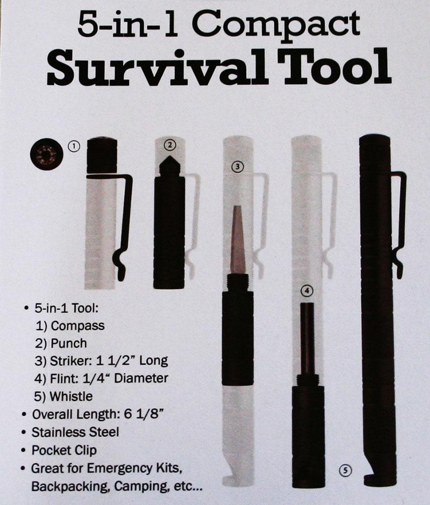 5 in 1 Compact Survival Tool - Black Cock Survival