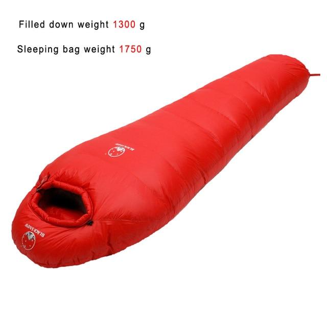 Very Warm White Goose down filled Adult Mummy style Sleeping bag Fit for Winter Thermal 4 kinds of thickness Camping Travel - Black Cock Survival