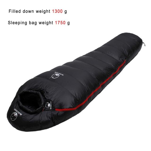Very Warm White Goose down filled Adult Mummy style Sleeping bag Fit for Winter Thermal 4 kinds of thickness Camping Travel - Black Cock Survival