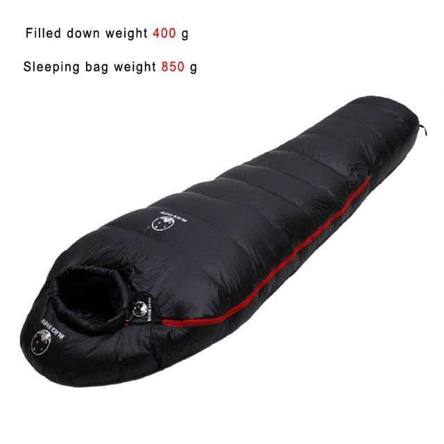 Very Warm White Goose down filled Adult Mummy style Sleeping bag Fit for Winter Thermal 4 kinds of thickness Camping Travel - Black Cock Survival